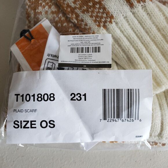 Timberland Scarf Buffalo Plaid Tan Cream 10x68" FabFitFun 2023 Casual Winter - Picture 4 of 10